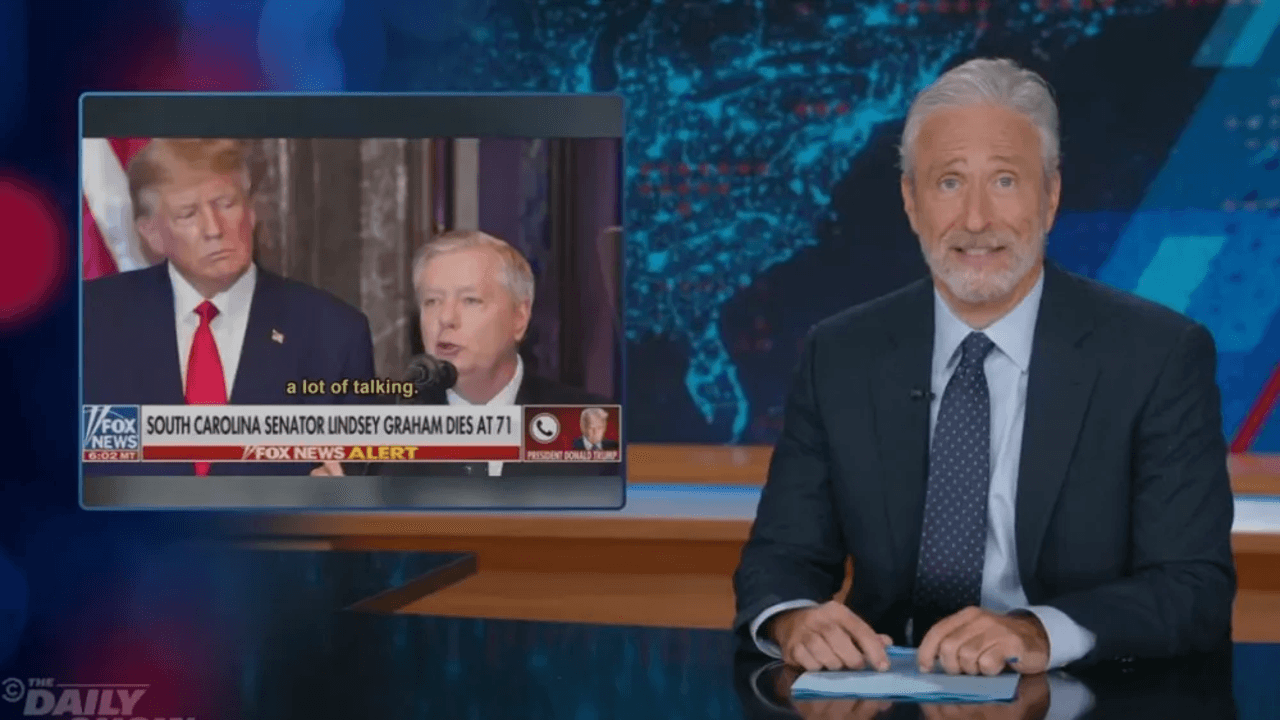 Jon Stewart Slams Donald Trump’s Reaction to Lindsey Graham’s Death